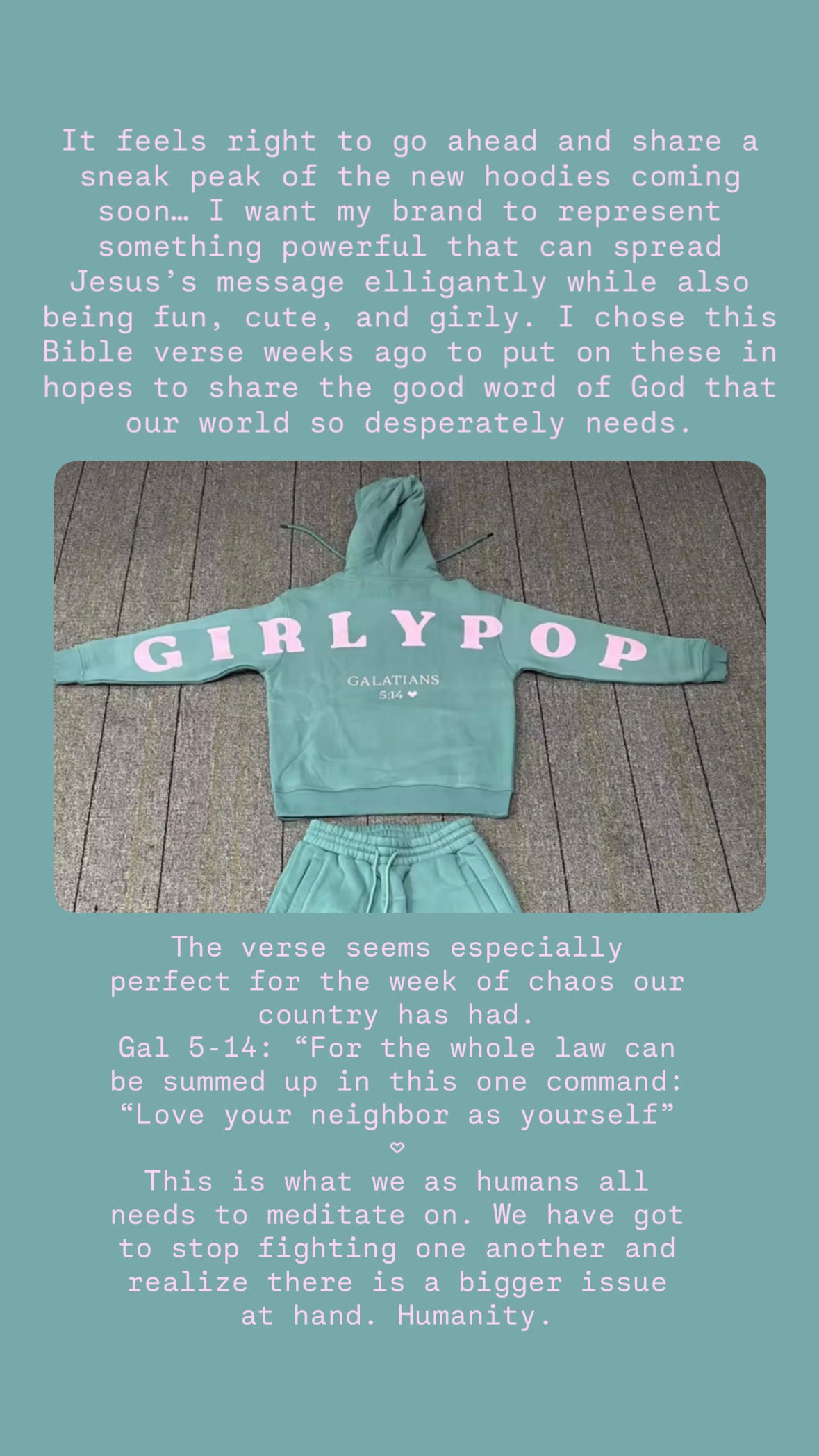 Girly pop hoodies- Gal 5:14